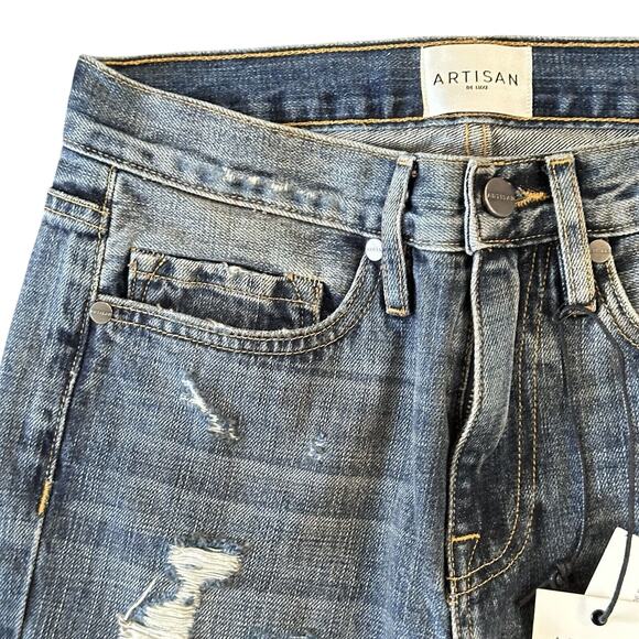 Artisan de Luxe 100% Cotton High-Rise Distressed Boyfriend Jeans Sz 24 NWT $229 - Picture 6 of 8
